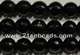 COB452 15.5 inches 8mm faceted round black obsidian beads