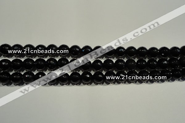 COB452 15.5 inches 8mm faceted round black obsidian beads