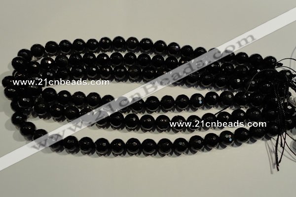 COB453 15.5 inches 10mm faceted round black obsidian beads
