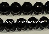 COB454 15.5 inches 12mm faceted round black obsidian beads