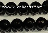 COB455 15.5 inches 14mm faceted round black obsidian beads