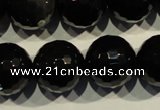 COB457 15.5 inches 18mm faceted round black obsidian beads