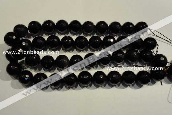 COB457 15.5 inches 18mm faceted round black obsidian beads