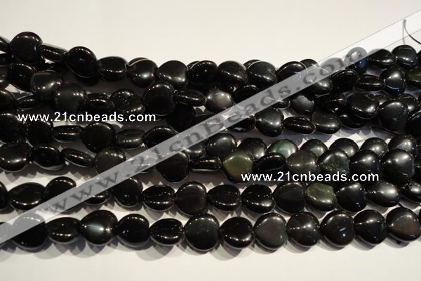 COB467 15.5 inches 10*10mm heart black obsidian beads wholesale