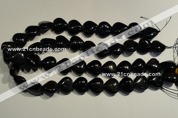 COB469 15.5 inches 14*14mm heart black obsidian beads wholesale