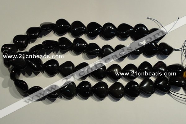 COB470 15.5 inches 16*16mm heart black obsidian beads wholesale