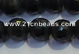 COB473 15.5 inches 6mm faceted round matte black obsidian beads