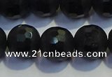 COB474 15.5 inches 8mm faceted round matte black obsidian beads