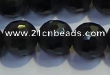 COB476 15.5 inches 12mm faceted round matte black obsidian beads
