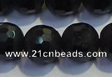 COB477 15.5 inches 14mm faceted round matte black obsidian beads