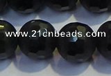 COB478 15.5 inches 16mm faceted round matte black obsidian beads