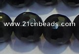 COB479 15.5 inches 18mm faceted round matte black obsidian beads