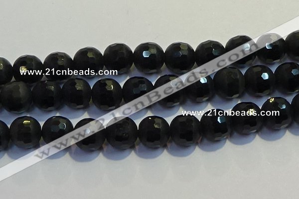 COB480 15.5 inches 20mm faceted round matte black obsidian beads