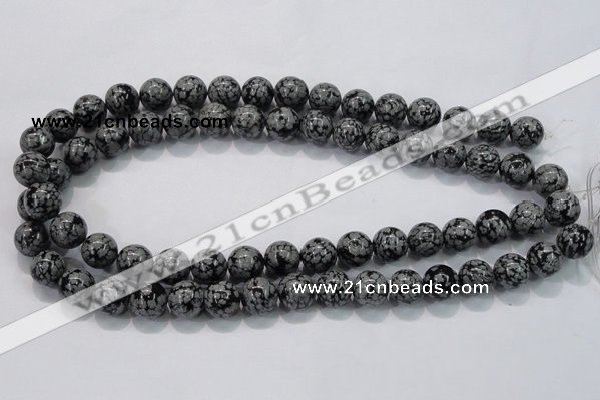 COB53 15.5 inches 12mm round Chinese snowflake obsidian beads