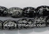 COB54 15.5 inches 12*16mm drum Chinese snowflake obsidian beads