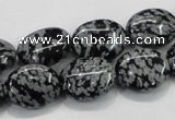 COB55 15.5 inches 12*16mm oval Chinese snowflake obsidian beads