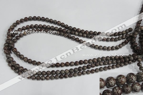 COB551 15.5 inches 6mm round red snowflake obsidian beads wholesale