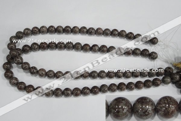 COB553 15.5 inches 10mm round red snowflake obsidian beads wholesale