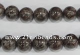 COB554 15.5 inches 12mm round red snowflake obsidian beads wholesale