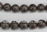 COB554 15.5 inches 12mm round red snowflake obsidian beads wholesale