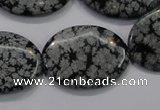 COB56 15.5 inches 22*30mm oval Chinese snowflake obsidian beads