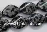 COB57 15.5 inches 15*20mm twisted oval Chinese snowflake obsidian beads