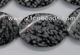 COB58 15.5 inches 25*35mm twisted oval Chinese snowflake obsidian beads