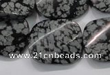 COB59 22*26mm twisted rectangle Chinese snowflake obsidian beads