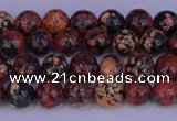 COB660 15.5 inches 4mm round red snowflake obsidian beads