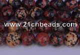 COB661 15.5 inches 6mm round red snowflake obsidian beads