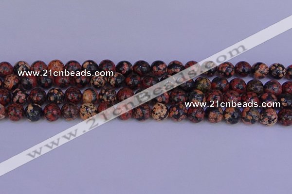 COB663 15.5 inches 10mm round red snowflake obsidian beads