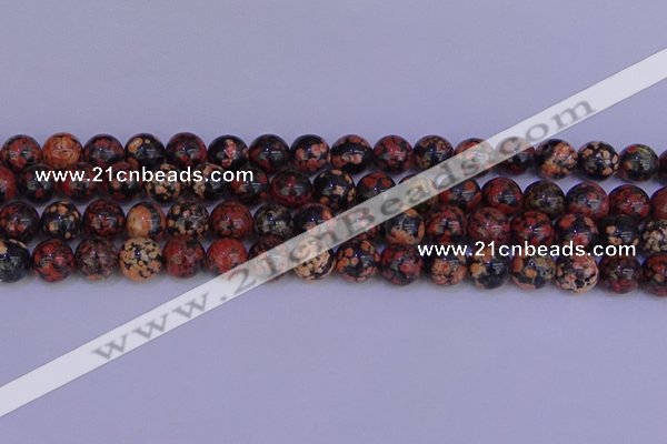 COB664 15.5 inches 12mm round red snowflake obsidian beads