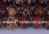 COB665 15.5 inches 14mm round red snowflake obsidian beads