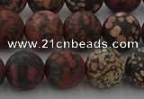 COB674 15.5 inches 12mm round matte red snowflake obsidian beads