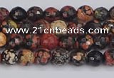 COB676 15.5 inches 4mm faceted round red snowflake obsidian beads