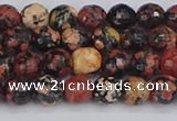 COB677 15.5 inches 6mm faceted round red snowflake obsidian beads