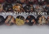 COB678 15.5 inches 8mm faceted round red snowflake obsidian beads