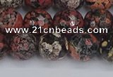 COB680 15.5 inches 12mm faceted round red snowflake obsidian beads