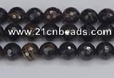 COB684 15.5 inches 4mm faceted round golden black obsidian beads