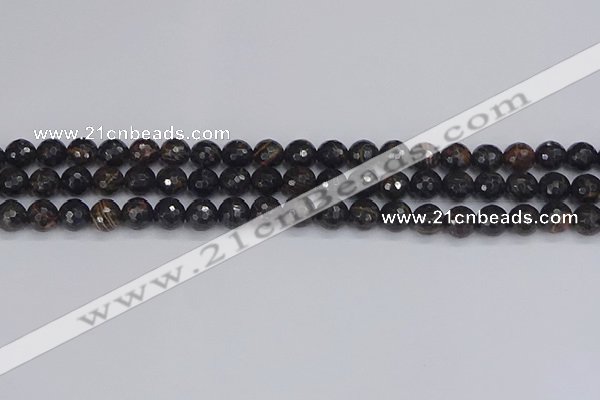 COB685 15.5 inches 6mm faceted round golden black obsidian beads