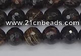 COB686 15.5 inches 8mm faceted round golden black obsidian beads