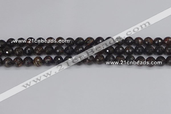 COB686 15.5 inches 8mm faceted round golden black obsidian beads