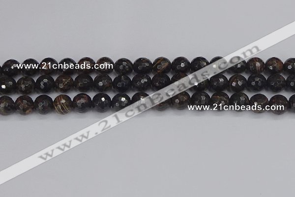 COB687 15.5 inches 10mm faceted round golden black obsidian beads