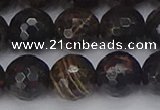 COB688 15.5 inches 12mm faceted round golden black obsidian beads