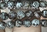 COB690 15.5 inches 4mm faceted round Chinese snowflake obsidian beads