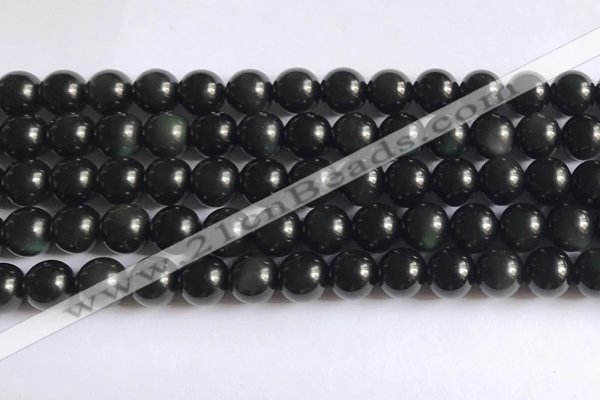 COB722 15.5 inches 8mm round black obsidian gemstone beads