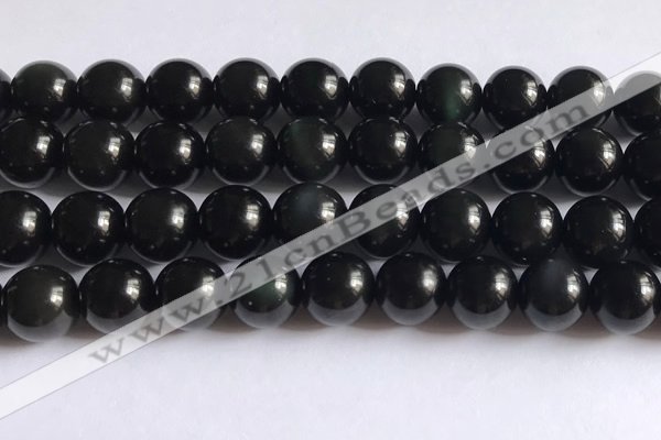 COB725 15.5 inches 14mm round black obsidian gemstone beads