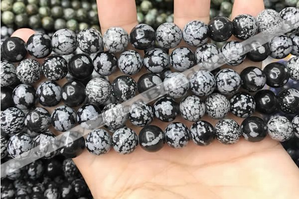 COB761 15.5 inches 10mm round snowflake obsidian beads wholesale