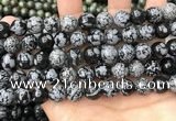 COB762 15.5 inches 12mm round snowflake obsidian beads wholesale
