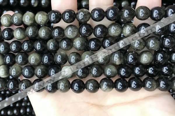 COB767 15.5 inches 8mm round golden obsidian beads wholesale